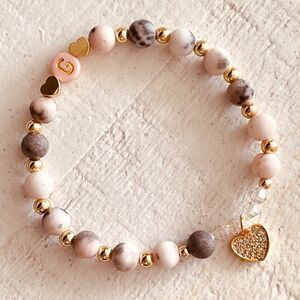 14k Gold Heart Personalized Initial Bracelet